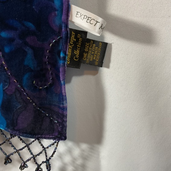 Silk Blend Wrap/scarf. Beaded, deep blues and purple NYE Holiday Boho - Picture 6 of 6